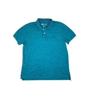 Aeropostale Stretch Polo Shirt Mens XL Teal Green Black Logo Hi-Low Hem Slit XL